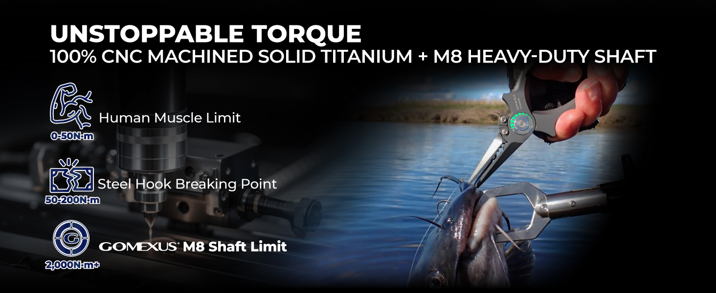 Compact Titanium Split Ring Pliers with a solid core M8 shaft delivering maximum torsional rigidity and unstoppable grip strength