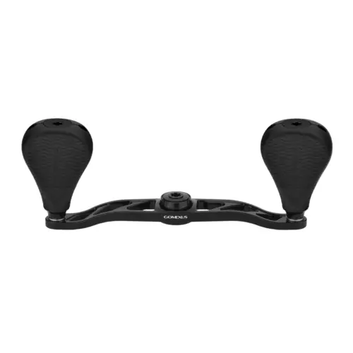 Gomexus BDH-TPE35 120mm carbon baitcasting reel handle with oversized TPE paddle knobs in solid black.