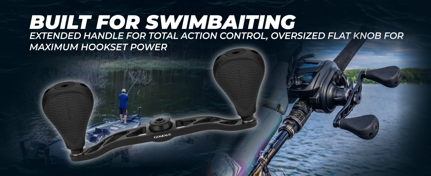 Gomexus 120mm baitcasting handle with TPE flat knobs for swimbaiting