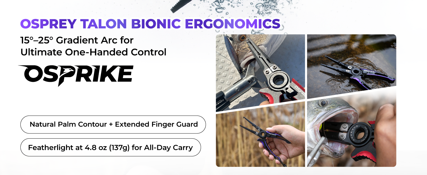 Osprike 7'' Stainless Steel Fishing Pliers for Saltwater 4 Osprey Talon bionic ergonomic handle design for 7 inch stainless steel fishing pliers