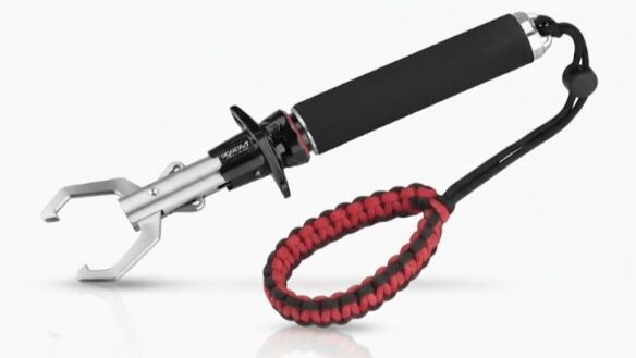 fish lip gripper：Gomexus G-Gripper E12 quick release fish gripper 316 stainless steel with crossguard and braided lanyard