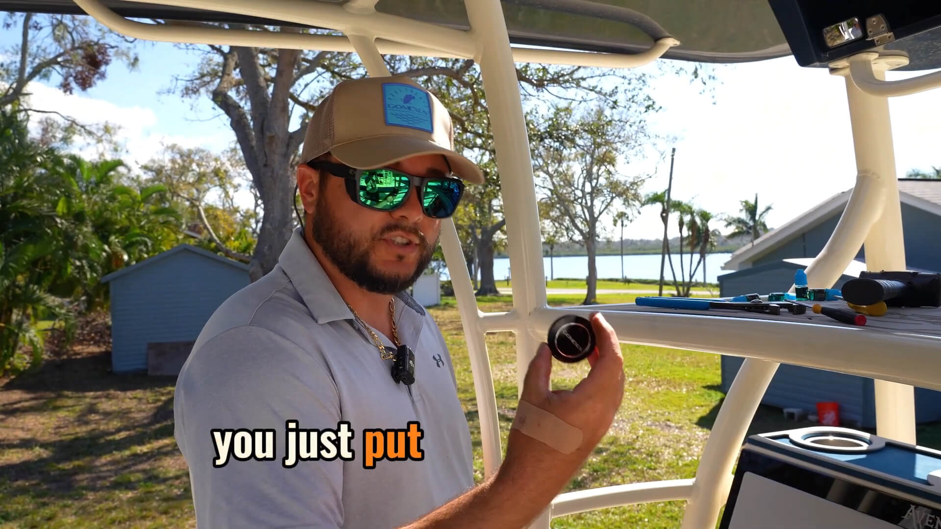Boat steering wheel installation - Reinstalling protective center cap on newly installed boat steering wheel
