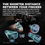 Shorter Distance to Reel Handle Axis Bite Sensitivity Comparison vs Round Knob